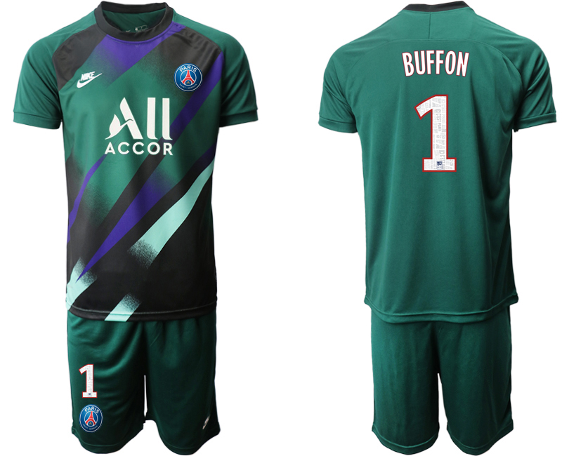 Men 2020-2021 club Paris St German Dark green goalkeeper #1 Soccer Jerseys1->paris st german jersey->Soccer Club Jersey